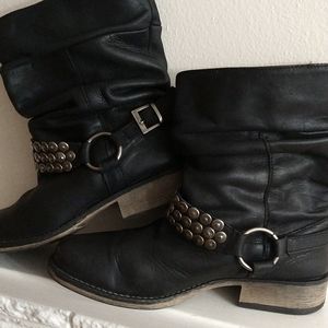 Steve Madden Studded & Slouched Moto Boots. P. Coinz